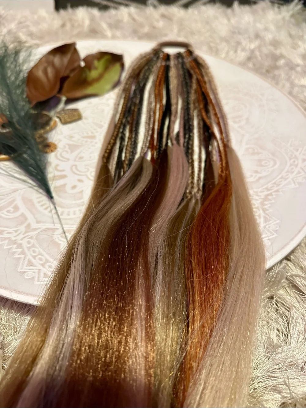Multi-Tone Braided Hair Extensions - Blonde, Copper, Black & Cream